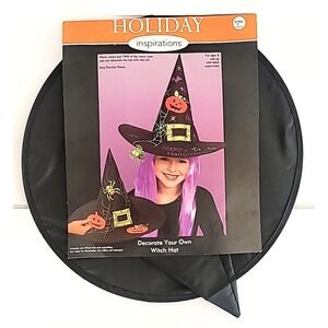 Child's Black‎ Witch Hat Halloween Costume Dress Up Ages 6+ 16" (Hat ONLY)